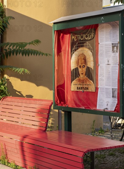 Film posters at the cult cinema Babylon on Rosa Luxemburg Platz, arthouse cinema opened in 1929,