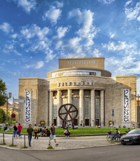 The Robber Wheel, metal sculpture and logo of Volksbühen Berlin, made in 1994 by Swiss sculptor