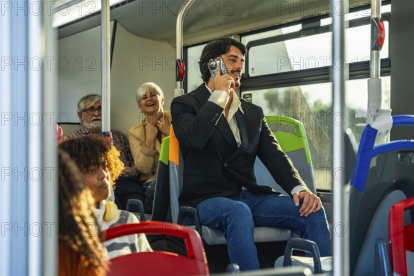 Man holding a vintage camcorder to his ear, pretending it is a cell phone, engaging in a playful
