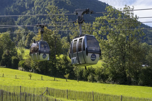 Cable car from Brauneck to Lenggries, cable car, valley station, Brauneck, Bavarian Prealps,
