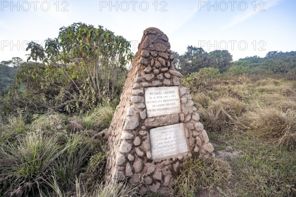 Gedbkstein to Bernhard and Michael Grzimek on the edge of the Ngorongoro Crater, Ngorongoro