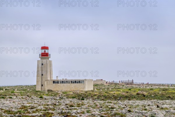 Old lighthouse of Fort Fortaleza de Sagres, national monument on the Ponta de Sagres high plateau