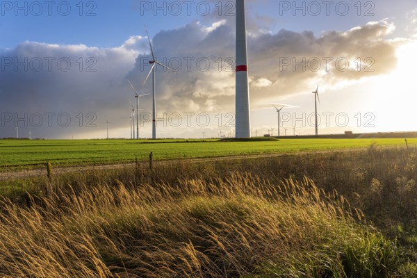 Bedburg A 44n onshore wind farm, on the A44 motorway near Bedburg, in front of the Jackerath
