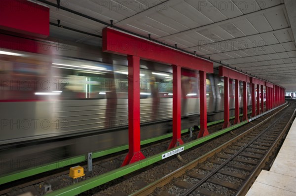 Subway station, underground incoming train, movement effect, empty, platform, stop, train station,