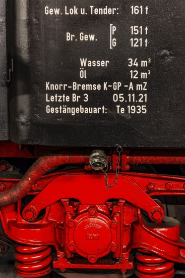 Technical data and suspension of a historic steam locomotive owned by the Free State of Bavaria,