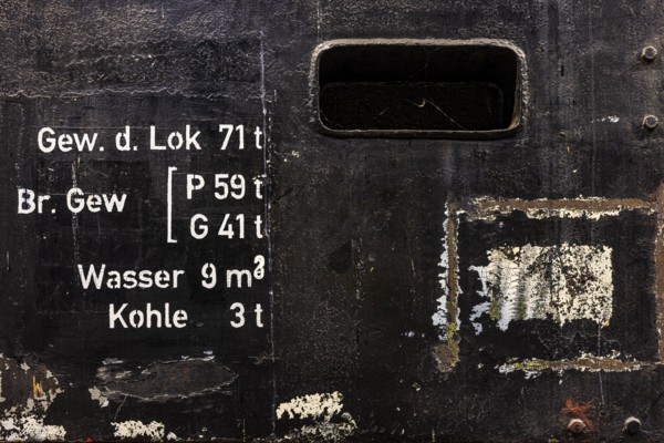 Technical data of a historic steam locomotive owned by the Free State of Bavaria, Eisenbahnmuseum,