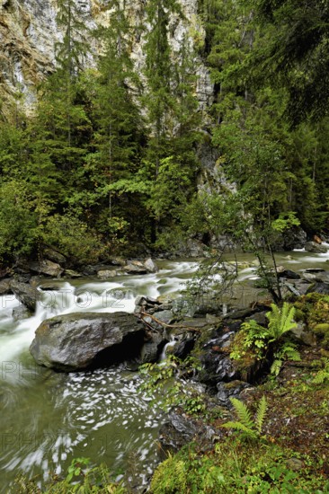 Diosaz mountain river in the gorge, Gorges de la Diosaz, Les Houches, Chamonix-Mont-Blanc,