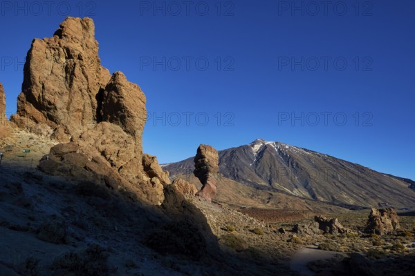 Impressive rocks in a rough volcanic landscape in sunny weather, UNESCO World Heritage Site, Teide