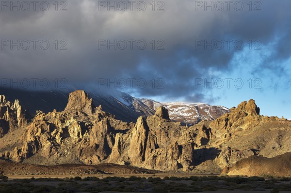 Complex clouds over a dramatic mountain landscape, UNESCO World Heritage Site, Teide National Park,