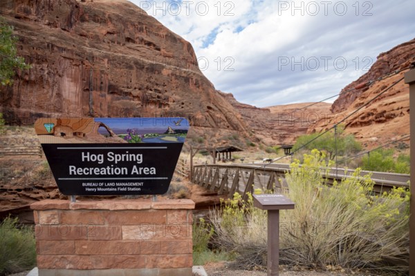 Hite, Utah - Hog Spring Recreation Area. The are has picnic areas and a hiking trail in Red Rock