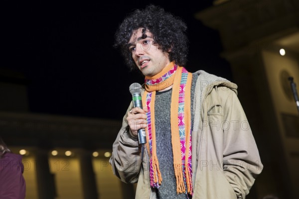 Arshak Makichyan (Russian-Armenian climate activist) speaks at the international climate demo under
