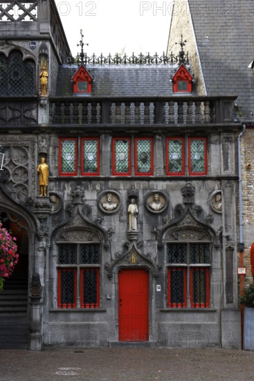 Richly decorated façade of the criminal office at the St. Ivo Chapel of the Holy Blood Basilica,
