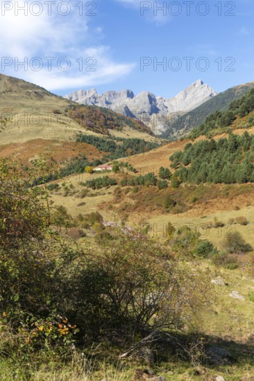 Mountain landscape Guarrinza - La Mina, Aragon Subordan river valley, Parque Natural Valles