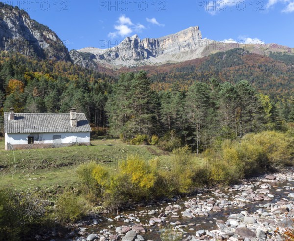 Mountain landscape view, Selva de Oza, Valle de Hecho, Pyrenees Mountains, Huesca province, Aragon,