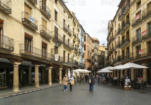 Historic buildings pedestrianised street Plaza Carlos Castel, leading off Plaza Torino, city centre