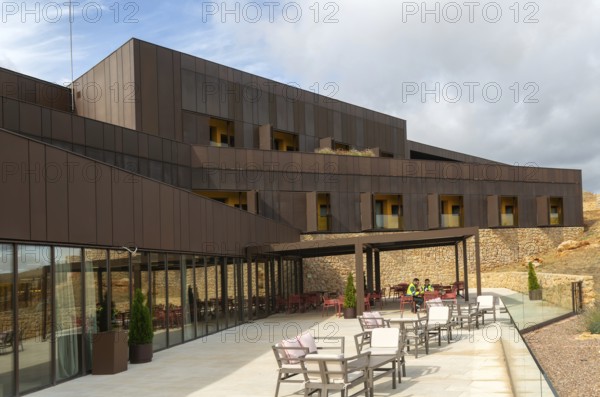 Modern architecture of new Parador de Molina de Aragón, Guadalajara province, Castile-La Mancha,