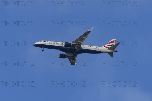 Embraer ERJ-190 jet passenger aircraft of British Airways BA CityFlyer airlines in flight on