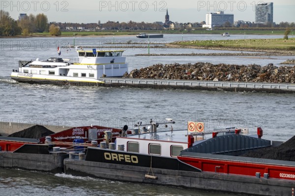 Dutch cargo ship Orfeo, brings power plant coal from the Netherlands to Mannheim, here on the Rhine