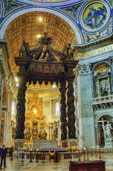 Canopy canopy ciborium by Gian Giovanni Lorenzo Bernini over Peter's tomb and papal altar in St.