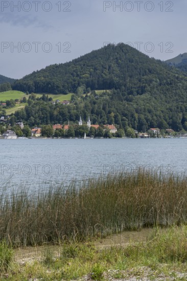 View of Tegernsee, Castle, Bad Wiessee, Upper Bavaria, Bavaria, Germany