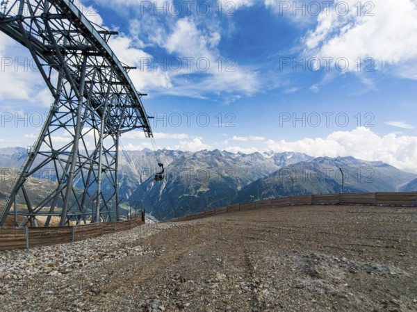 Scenic view from the mountain station of the Gaislachkogel cable car on the Gaislachkogel in the