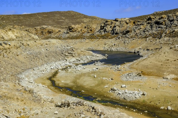 Mykonos, Cyclades, Greece - Dry Fokos Reservoir near Ano Mera. The Mykonos Municipal Water Supply