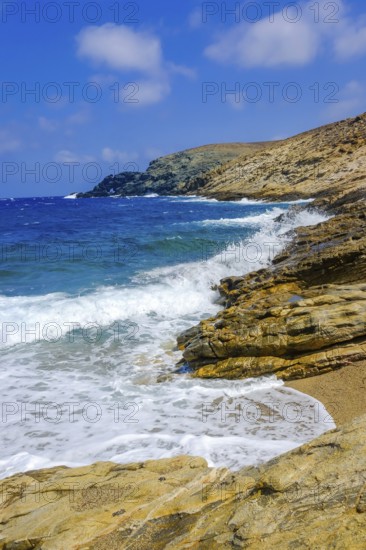 Mykonos, Cyclades, Greece - Fokos Beach, small settlement with sandy beach in the north of the