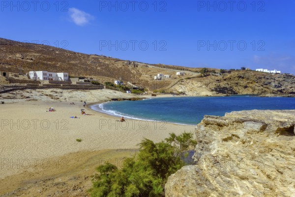 Mykonos, Cyclades, Greece - Mersini Beach, small settlement with sandy beach in the north of the