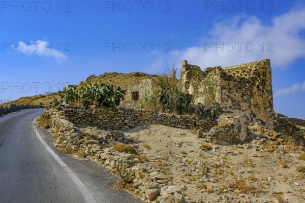 Ano Mera, Mykonos, Cyclades, Greece - Gyzi ruins, castle ruins from the 13th century by the
