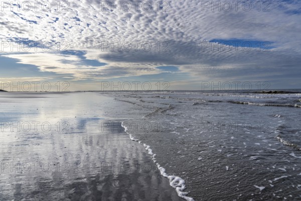 Wadden Sea near the East Frisian island of Spiekeroog, west of the North Sea island, at low tide,