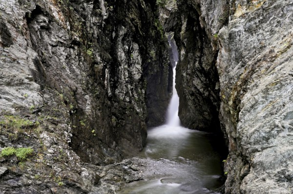 Small waterfall, Diosaz mountain river in the gorge, Gorges de la Diosaz, Les Houches,