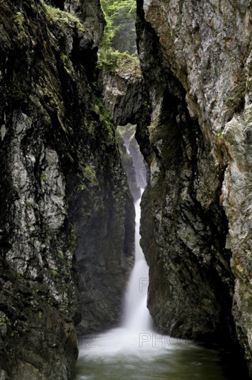 Small waterfall, Diosaz mountain river in the gorge, Gorges de la Diosaz, Les Houches,