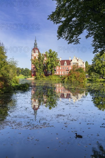 New Muskau Castle, Muskauer Park, UNESCO World Heritage Site, Bad Muskau, Upper Lusatia, Saxony,