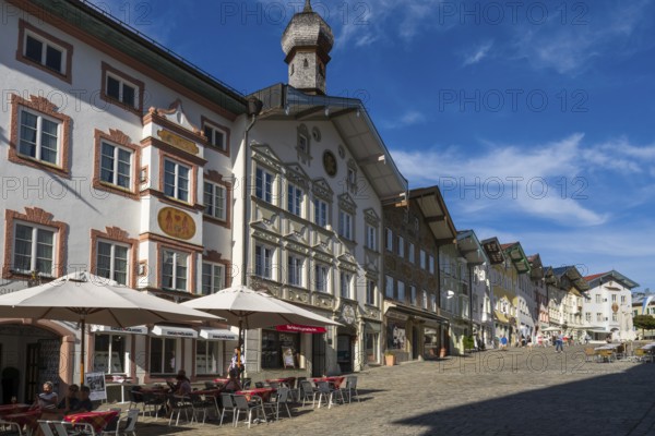 Altes Rathaus, gabelhäuser mit Lüftlmalerei, Marktstraße, pedestrian zone, Altstadt, Bad Tölz,