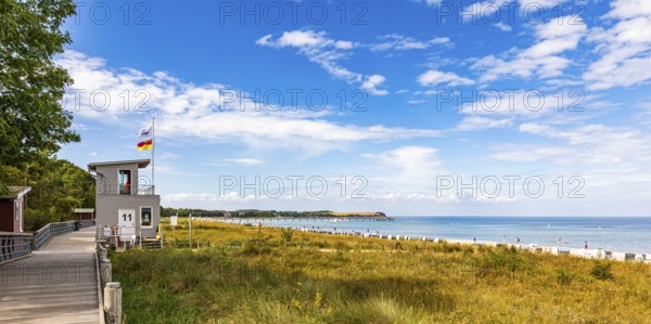 Dune promenade and beach in the seaside resort of Boltenhagen on the Baltic Sea,