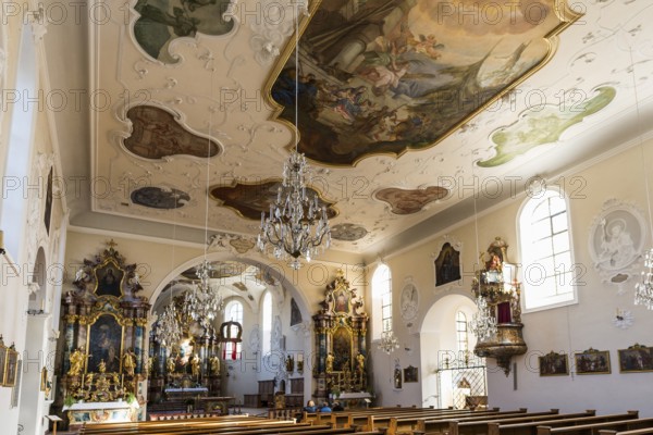 Interior view, monastery church, St. Märgen, Southern Black Forest, Black Forest,