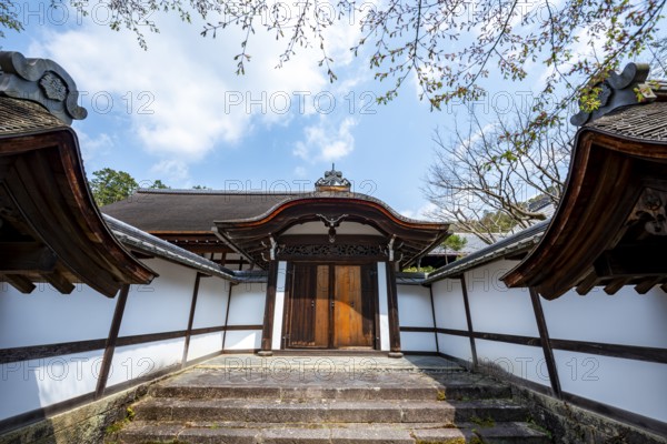 Entrance, building in Ryoan-ji, Zen Buddhist temple complex, in spring, Kyoto, Japan