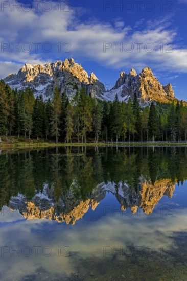 Mountain lake, mountains, reflection, sunny, evening light, Lake Antorno, Lake Antorno, Cadini