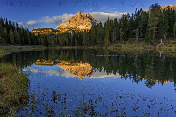 Mountain lake, mountains, reflection, sunny, evening light, Lake Antorno, Lake Antorno, Three