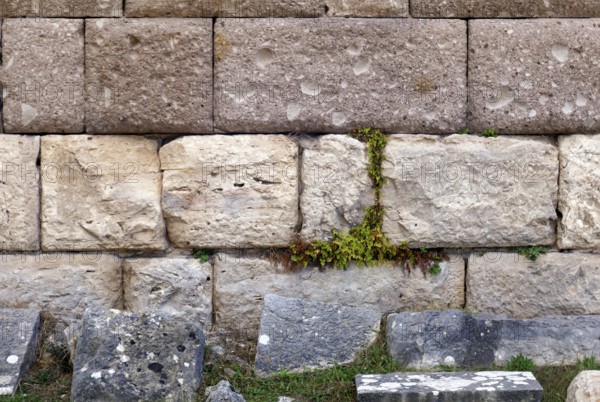 Middle terrace, detail, wall, seamless, Asclepieion, Latin Aescupium, three terraces, place of