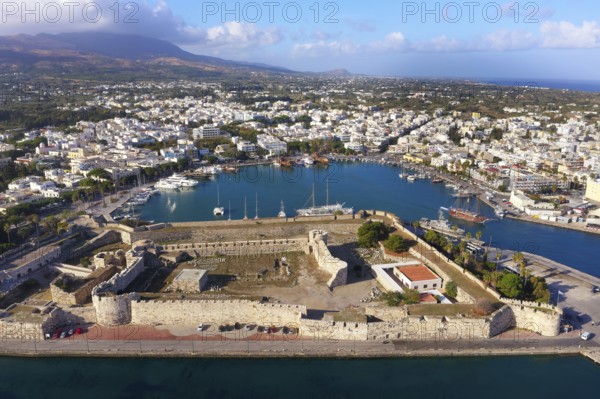 Aerial view, below Kastro, Neratzia fortress, also Nerantzia, castle, first mentioned in 1395,