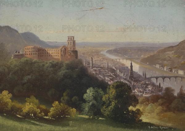 View of Heidelberg, Baden-Württemberg, Germany, based on a painting by Hubert Sattler (1817-1904),