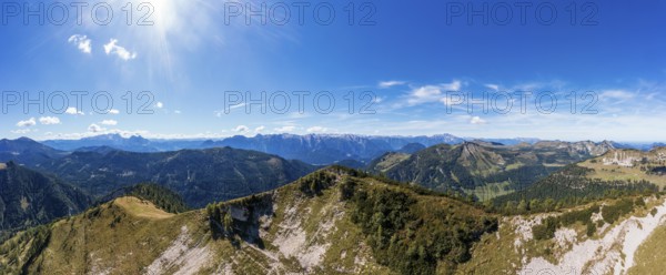 Drone shot, view of Egelseehörndl, Postalm, Osterhorn Group, Salzkammergut, Province of Salzburg,