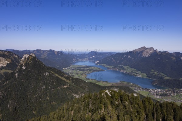 View from Rettenkogel to Wolfgangsee, Postalm, Osterhorn Group, Salzkammergut, Province of