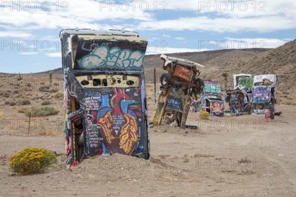 Goldfield, Nevada - The International Car Forest of the Last Church. Artist Mark Rippie has
