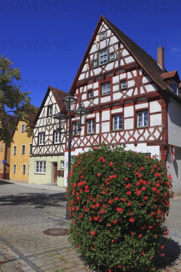 Fachwerkhäuser am Rathausplatz, city of Heideck in the district of Roth, Middle Franconia, Bavaria,