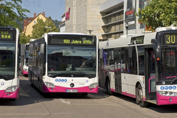 Many buses at the bus station, public transport in Hameln-Pyrmont, public transport Hameln-Pyrmont,