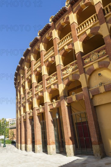 Plaza de Toros de la Misericordia historic bullring building, city of Zaragoza, Aragon, Spain