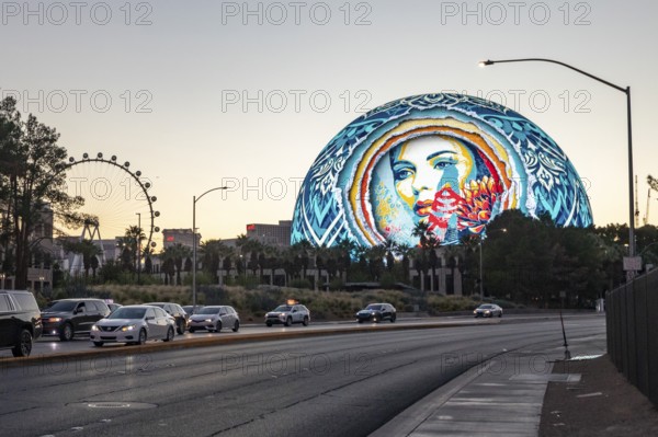 Las Vegas, Nevada - The Las Vegas Sphere, a music and entertainment venue. The exterior has