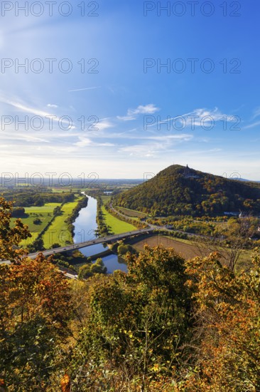 View from Porta Kanzel viewing platform to Wittekindsberg, Weser, Weser Valley, the North German